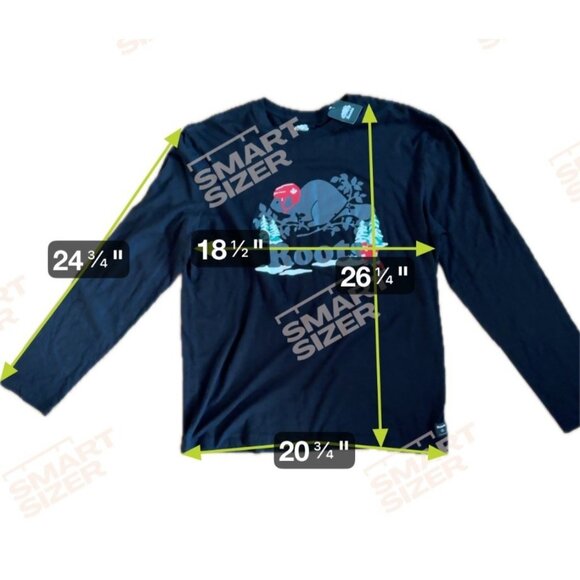 Roots Mens XL Black Beaver wearing Hocky Helmet Long-Sleeve T-Shirt 100% Cotton - Picture 6 of 6